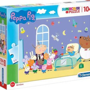 Clementoni - Puzzle Supercolor Maxi 104 Prasárko Peppa