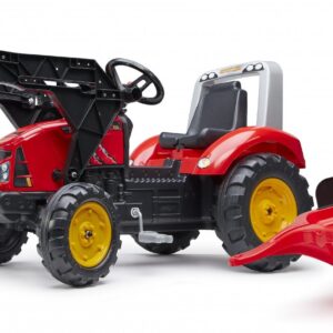 FALK Traktor šlapací 2020M Supercharger s nakladačem a vlečkou - červený