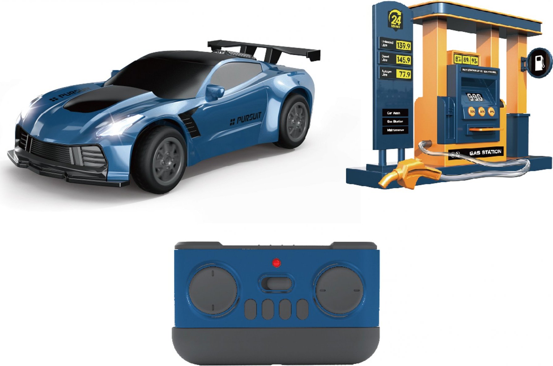 Wiky RC Auto dýmící s čerpací stanicí RC na dálkové ovládání 22 cm