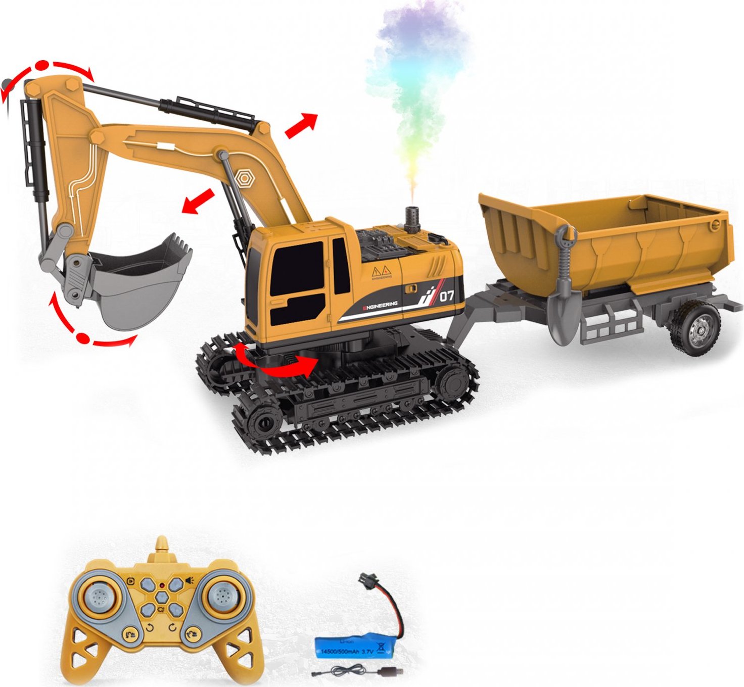 Wiky RC Bagr 4v1 s vlečkou RC na dálkové ovládání 45 cm