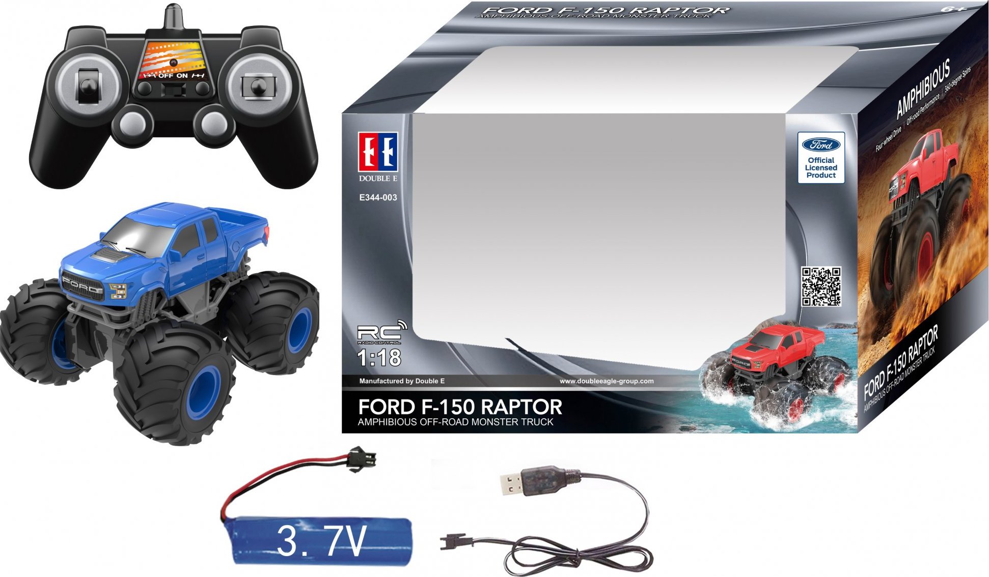 Wiky RC ???? Ford F-150 Raptor Monster Truck plavací modrý RC na dálkové ovládání 20 cm