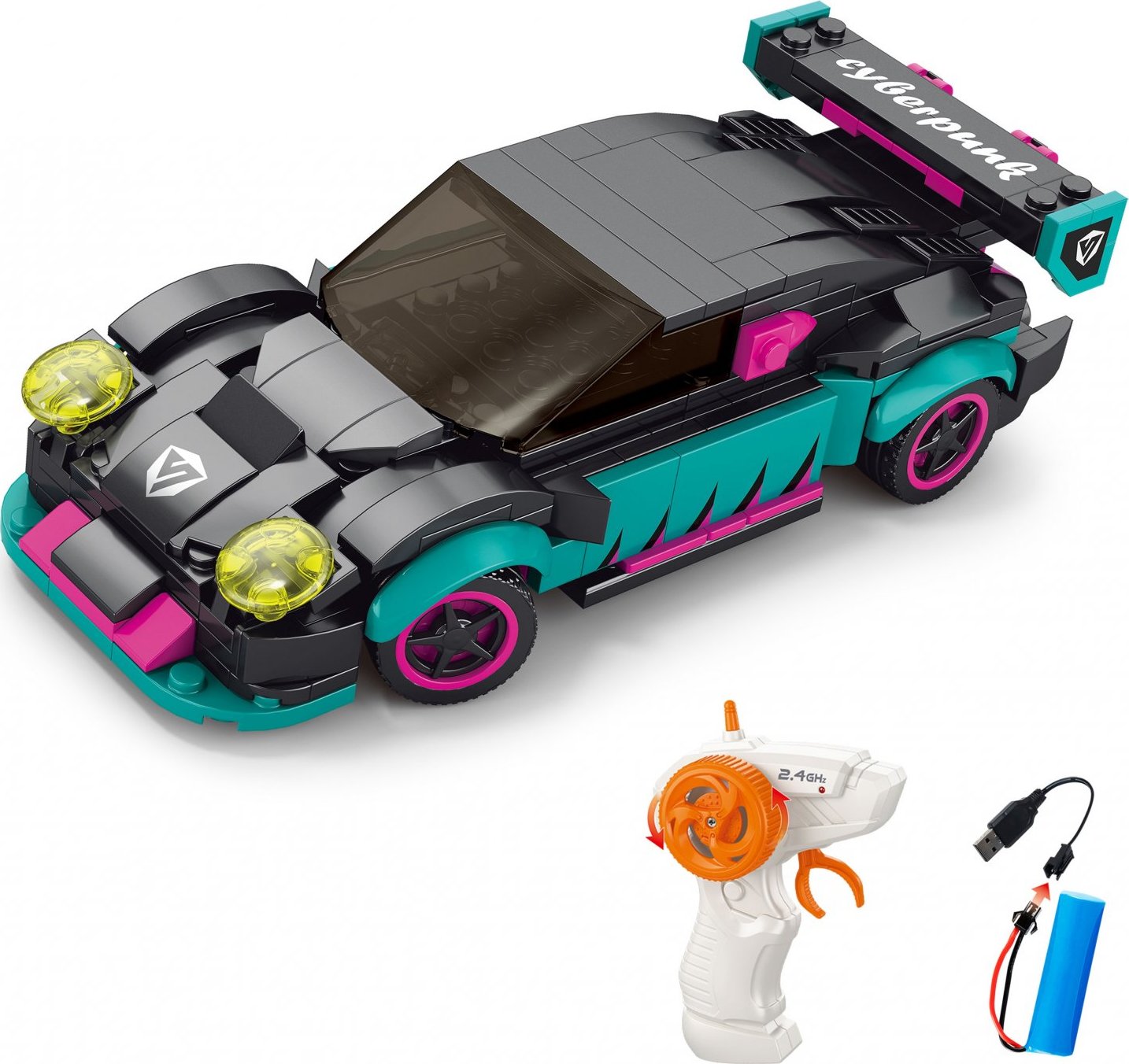 Wiky RC Stavebnice Auto tyrkysové RC na dálkové ovládání 17 cm 265 dílků