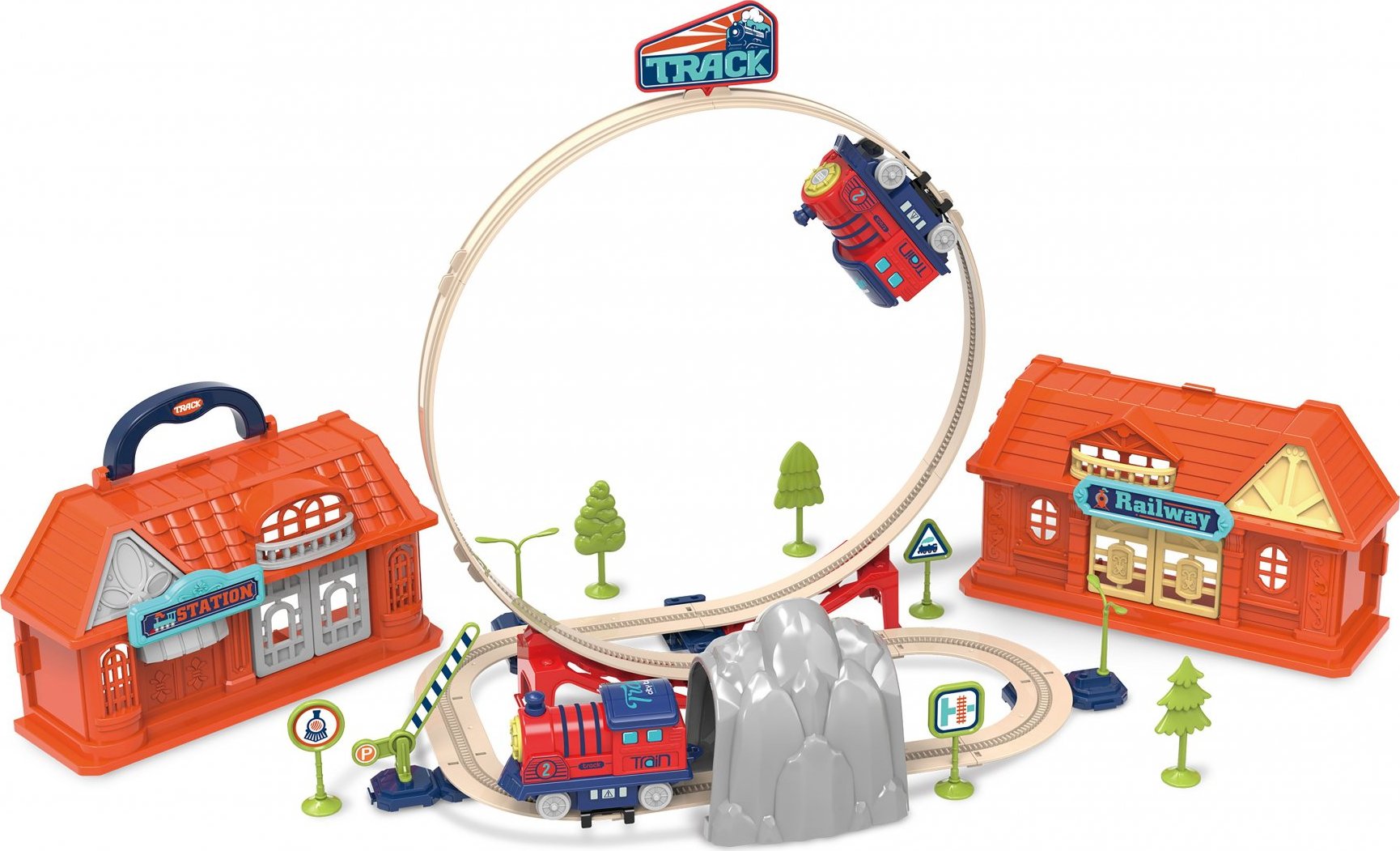 Wiky Vehicles Vlaková dráha v kufříku 142 dílků 110x46x36