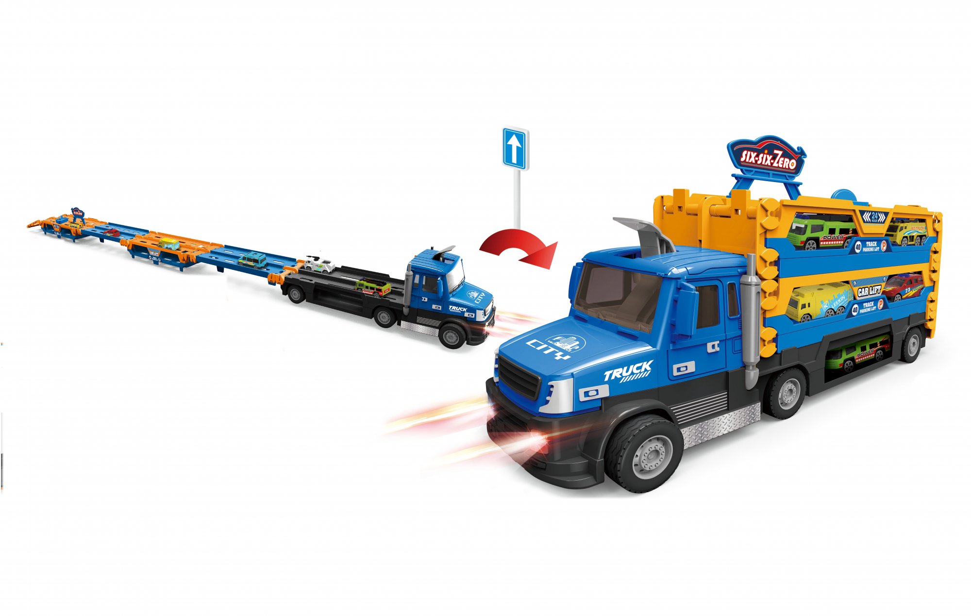 Wiky Vehicles Auto tahač s vystřelovací dráhou na auta 140 cm