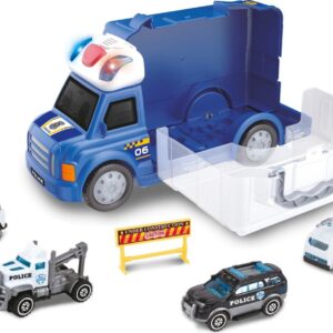 Wiky Vehicles Auto policejní s efekty a 6 malými auty 34 cm