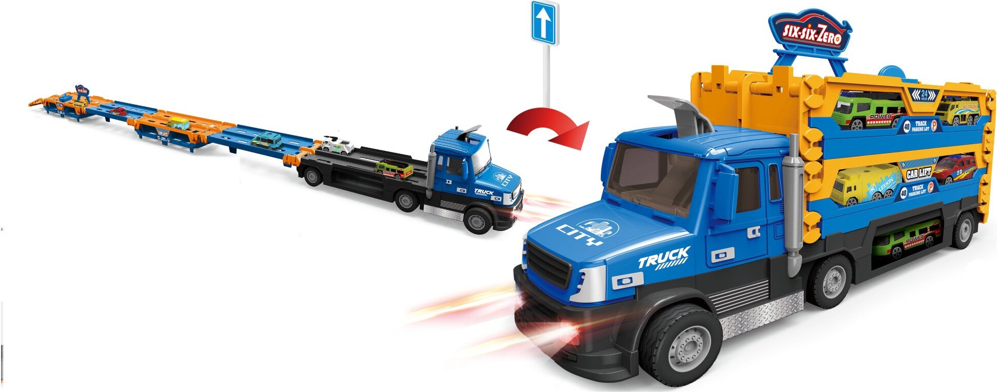 Wiky Vehicles Auto tahač s vystřelovací dráhou na auta 140 cm